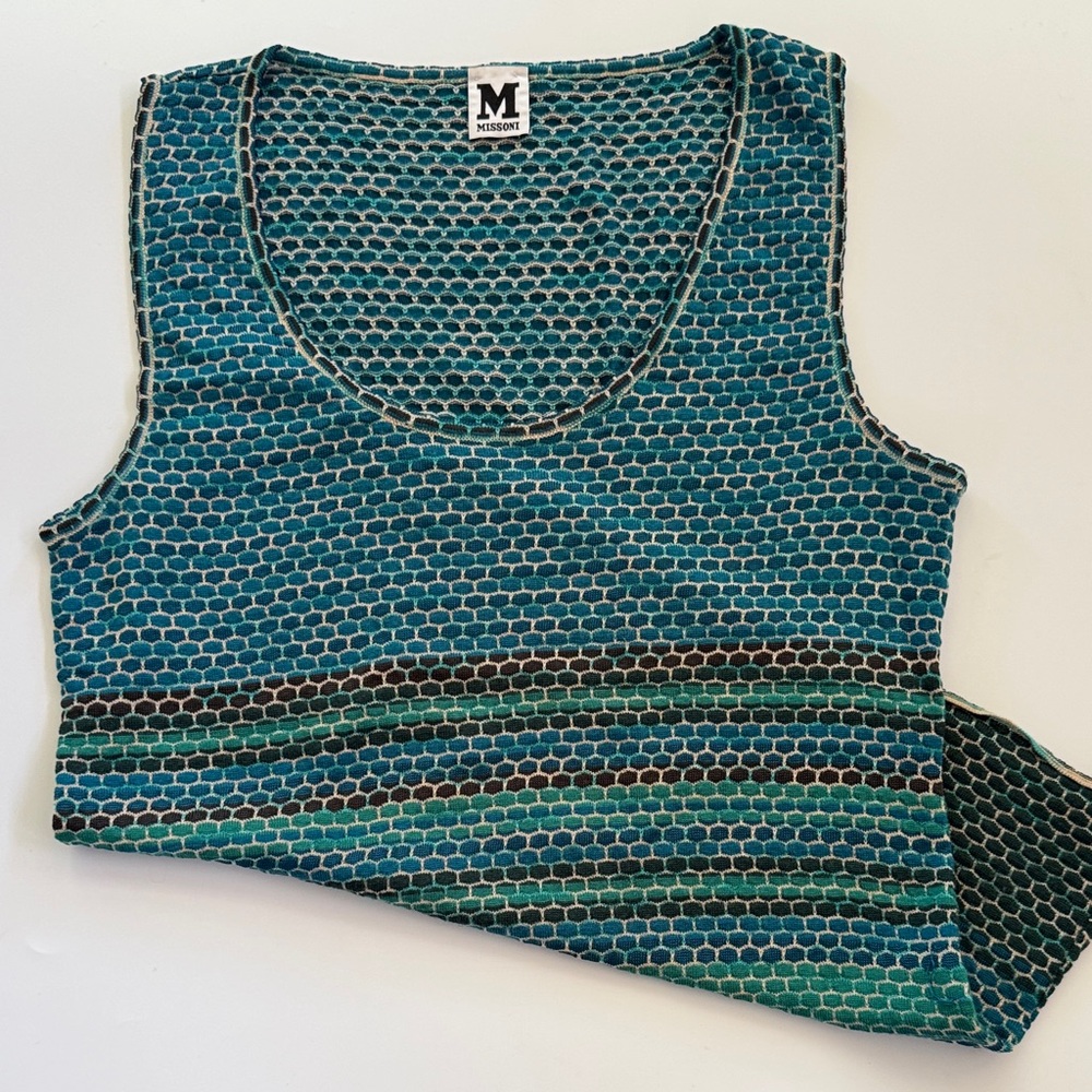 Missoni Blue and Teal Patterned Sleeveless Top
